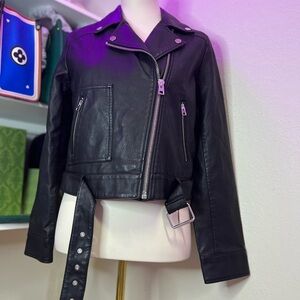 Topshop Black Leather Biker Jacket